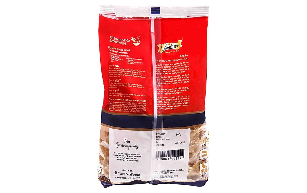 Gustora Farfalle Pasta    Pack  500 grams